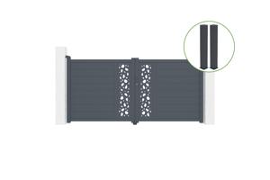 Swing gate 3m SUNNY H.140cm grey aluminium + 2 posts 20x20cm H.166cm main_image