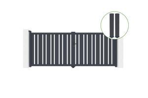 Swing gate 3m VEYMONT H.120cm grey aluminium + 2 posts 20x20cm H.166cm main_image