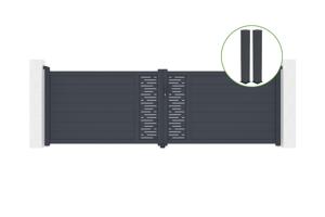 Swing gate 4m ARLBERG H.120cm grey aluminium + 2 posts 20x20cm H.166cm main_image