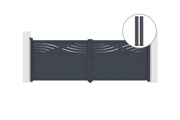 Swing gate 4m HALTI H.140cm grey aluminium + 2 posts 20x20cm H.166cm main image