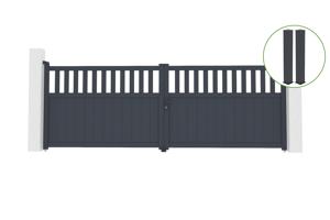 Brama skrzydłowa 4m SANTIS wys. 140cm aluminium szare + 2 słupki 20x20cm wys. 16 main_image