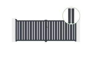 Swing gate 4m VEYMONT H.140cm grey aluminium + 2 posts 20x20cm H.166cm main_image