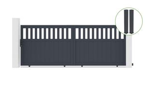 Sliding gate kit 3,7m SANTIS H.140cm grey aluminium + 2 posts 20x20cm H.166cm main_image