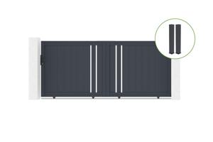Sliding gate kit 3m GIONA H.140cm grey aluminium + 2 posts 20x20cm H.166cm main_image