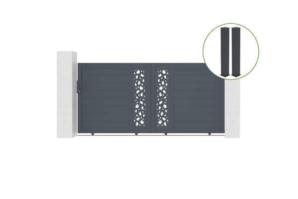 Sliding gate kit 3m SUNNY H.140cm grey aluminium + 2 posts 20x20cm H.166cm main image