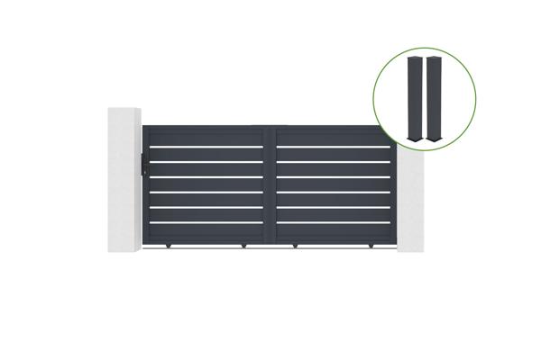 Sliding gate kit 3m VOGEL H.140cm grey aluminium + 2 posts 20x20cm H.166cm main image