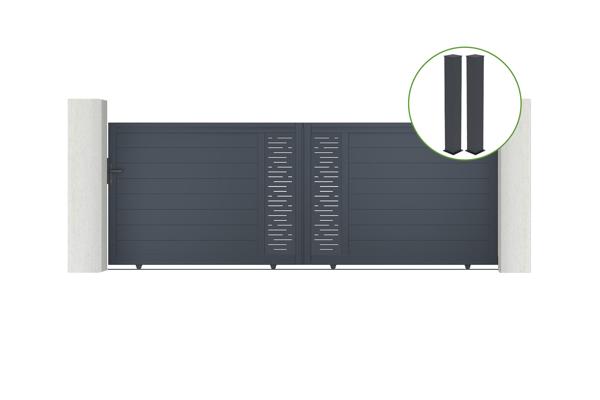 Sliding gate kit 4m ARLBERG H.140cm grey aluminium + 2 posts 20x20cm H.166cm main image