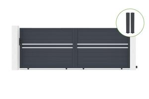 Schuifpoort 4m CIMONE H.140cm grijs aluminium + 2 palen 20x20cm H.166cm main_image