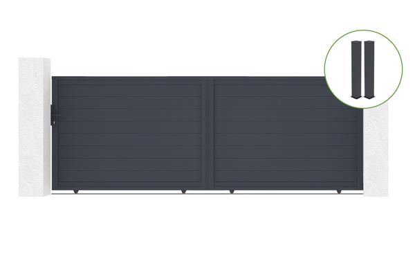 Sliding gate kit 4m EIGER H.140cm grey aluminium + 2 posts 20x20cm H.166cm main image