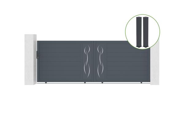 Sliding gate kit 4m LIFE H.140cm grey aluminium + 2 posts 20x20cm H.166cm main image