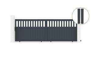 Sliding gate kit 4m SANTIS H.140cm grey aluminium + 2 posts 20x20cm H.166cm main_image