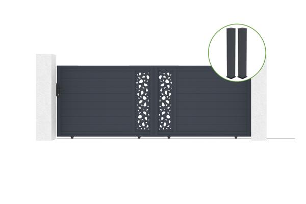 Sliding gate kit 4m SUNNY H.140cm grey aluminium + 2 posts 20x20cm H.166cm main image