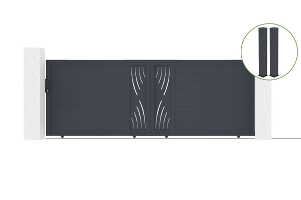 Sliding gate kit 4m VELETA H.140cm grey aluminium + 2 posts 20x20cm H.166cm main image