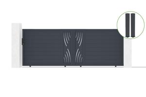 Schiebetor 4m VELETA H.140cm graues Aluminium + 2 Pfosten 20x20cm H.166cm main_image