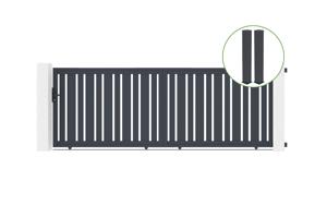 Sliding gate kit 4m VEYMONT H.140cm grey aluminium + 2 posts 20x20cm H.166cm main_image