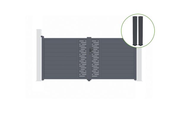 Swing gate 3,5m ARLBERG H.160cm grey aluminium + 2 posts 20x20cm main image