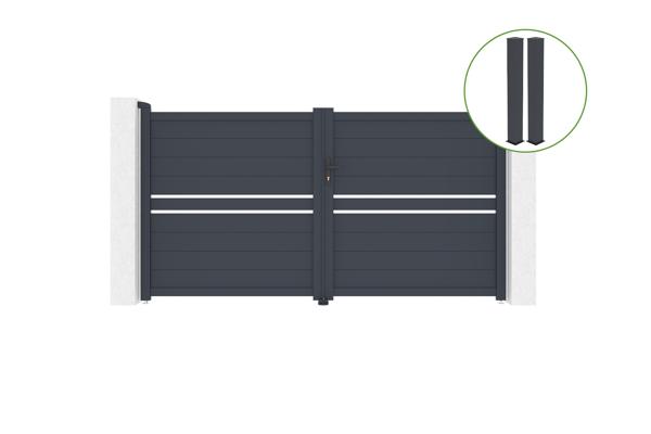 Swing gate 3m CIMONE H.160cm grey aluminium + 2 posts 20x20cm main image
