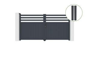 Portail battant 3m NEVIS H.160cm alu gris + 2 poteaux 20x20cm H.190cm main_image
