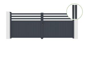 Portail battant 4m NEVIS H.160cm alu gris + 2 poteaux 20x20cm H.190cm main_image