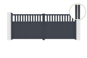 Swing gate 4m SANTIS H.160cm grey aluminium + 2 posts 20x20cm main_image
