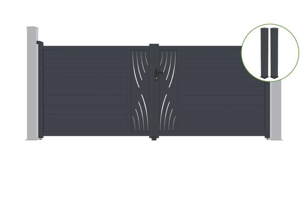 Cancello battente 4m VELETA H.160cm grigio alluminio + 2 montanti 20x20cm H.190c main image