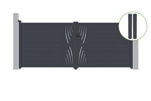 Swing gate 4m VELETA H.160cm grey aluminium + 2 posts 20x20cm main_image