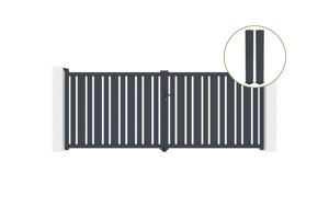 Swing gate 4m VEYMONT H.160cm grey aluminium + 2 posts 20x20cm main_image
