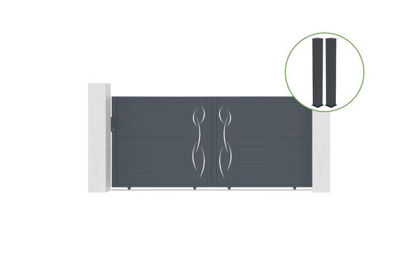 Sliding gate kit 3,5m LIFE H.160cm grey aluminium + 2 posts 20x20cm main image