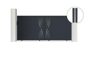 Schiebetor 3,5 m VELETA H.160 cm graues Aluminium + 2 Pfosten 20 x 20 cm H. 190 main_image