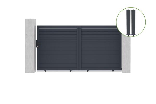 Sliding gate kit 3m CARPATIA H.160cm grey aluminium + 2 posts 20x20cm main image
