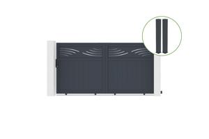 Sliding gate kit 3m HALTI H.160cm grey aluminium + 2 posts 20x20cm main_image