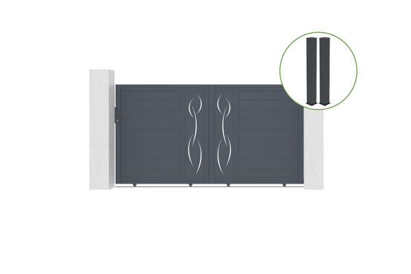 Sliding gate kit 3m LIFE H.160cm grey aluminium + 2 posts 20x20cm main image