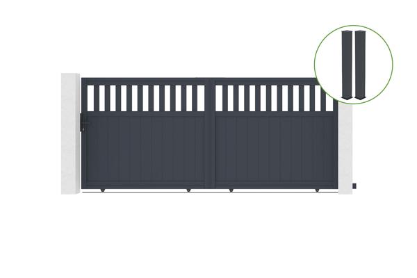Sliding gate kit 3m SANTIS H.160cm grey aluminium + 2 posts 20x20cm main image