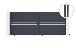 Schuifpoort 4m CIMONE H.160cm grijs aluminium + 2 palen 20x20cm H.190cm main_image