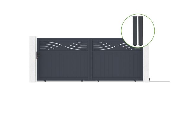 Sliding gate kit 4m HALTI H.160cm grey aluminium + 2 posts 20x20cm main image