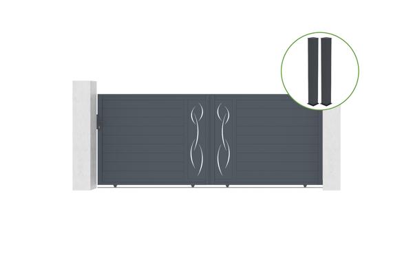 Sliding gate kit 4m LIFE H.160cm grey aluminium + 2 posts 20x20cm main image