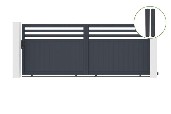 Sliding gate kit 4m NEVIS H.160cm grey aluminium + 2 posts 20x20cm main image