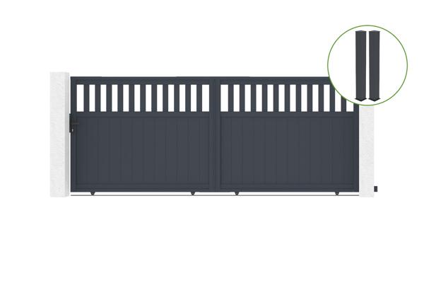 Sliding gate kit 4m SANTIS H.160cm grey aluminium + 2 posts 20x20cm main image