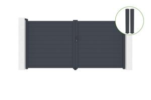 Swing gate 3,5m EIGER H.180cm grey aluminium + 2 posts 20x20cm main_image