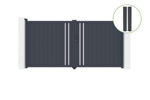Swing gate 3,5m GIONA H.180 grey aluminium + 2 posts 20x20cm main_image