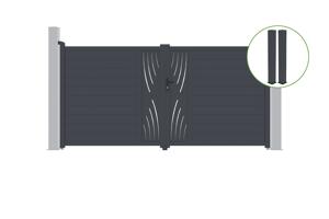Swing gate 3,5m VELETA H.180cm grey aluminium + 2 posts 20x20cm main_image