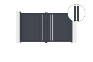 Swing gate 3m GIONA H.180 grey aluminium + 2 posts 20x20cm main_image