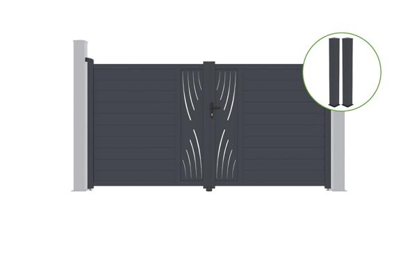 Swing gate 3m VELETA H.180cm grey aluminium + 2 posts 20x20cm main image
