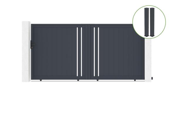 Schiebetor 3,5m GIONA H.180 graues Aluminium + 2 Pfosten 20x20cm H.190cm main image