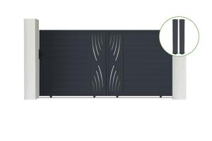 Sliding gate kit 3,5m VELETA H.180cm grey aluminium + 2 posts 20x20cm main_image