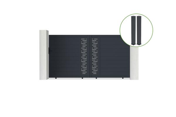 Sliding gate kit 3m ARLBERG H.180cm grey aluminium + 2 posts 20x20cm main image