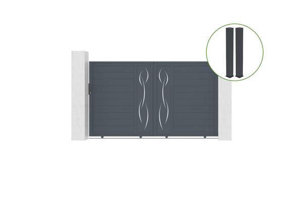 Sliding gate kit 3m LIFE H.180cm grey aluminium + 2 posts 20x20cm main image