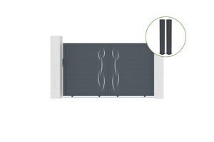Portail coulissant 3m LIFE H.180cm alu gris + 2 poteaux 20x20cm H.190cm main_image