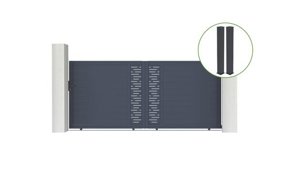 Sliding gate kit 4m ARLBERG H.180cm grey aluminium + 2 posts 20x20cm main image