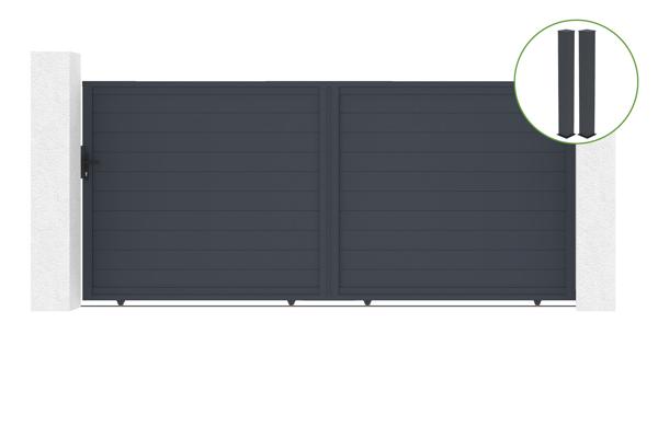 Sliding gate kit 4m EIGER H.180cm grey aluminium + 2 posts 20x20cm main image